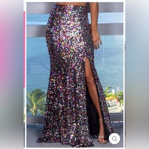 Multi colored sequin maxi skirt